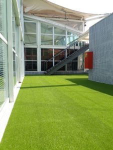 Área externa academia com grama sintética de alto tráfego - Mundo Grama