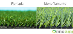 Diferença entre grama de monofilamento e fibrilada
