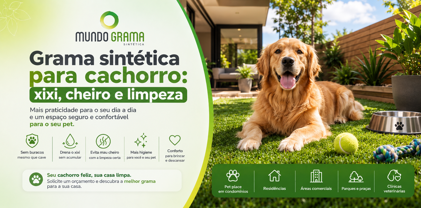 Grama sintética para cachorro em quintal com drenagem para xixi de pet